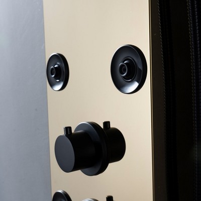 Gold and Black Brass 8-Jet Rainfall Shower Panel System