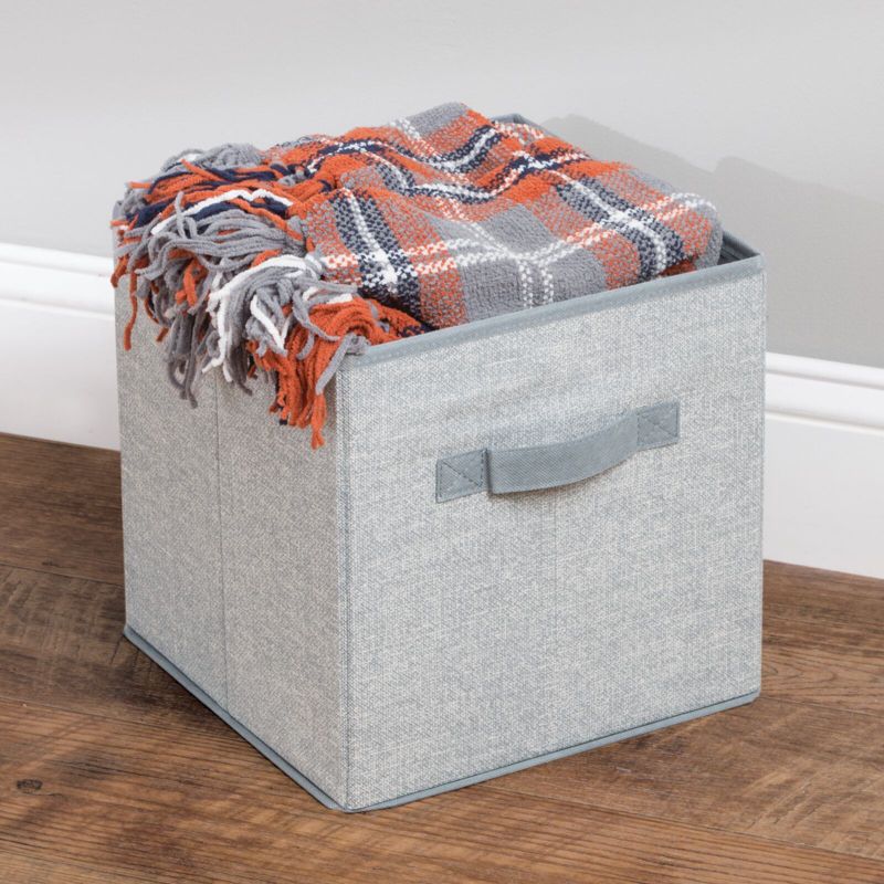 mDesign Small Fabric Closet Organizer Cube Bin with Front Handle, 3 of 9