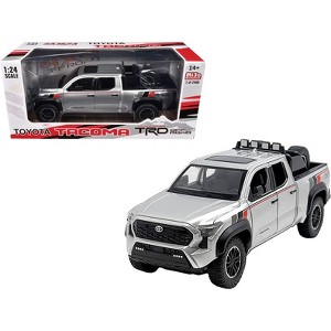2024 Toyota Tundra TRD Off Road Edition Truck Silver Metallic with TRD Stripes w/Sunroof and Wheel Rack 1/24 Diecast Model Car - 1 of 4