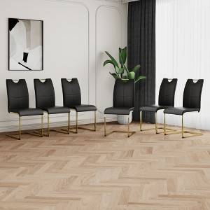 ALEXOUN Modern Dining Chairs Set of 6, PU Faux Leather High Back Upholstered Chairs, with Gold Metal Legs,for Kitchen,Living,Bedroom,Dining Room - 1 of 4