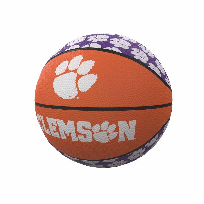 NCAA Clemson Tigers Repeating Logo Mini-Size Rubber Basketball, 1 of 2