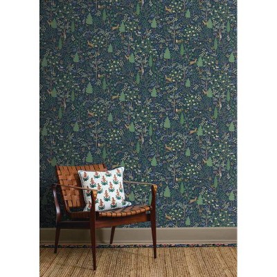 Woodland Navy and Green Peel and Stick Wallpaper