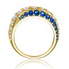 Guili Elegant Sterling Silver 14K Gold-Plated Cocktail Ring with Emerald & Cubic Zirconia for a Bold, Timeless Look. Green, Red, or Blue, Sizes 6-8. - 3 of 3