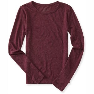 Aeropostale Womens Long Sleeve Basic T-Shirt, Red, X-Small - 1 of 1