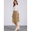 Allegra K Women's High Waist Solid Button Front A-Line Belted Corduroy Midi Skirt - 3 of 4