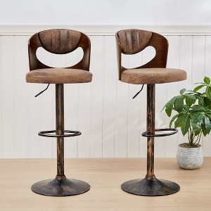 VECELO Swivel Bar Stools Height Adjustable Wooden Barstools, Set of 2 Seats - 1 of 4