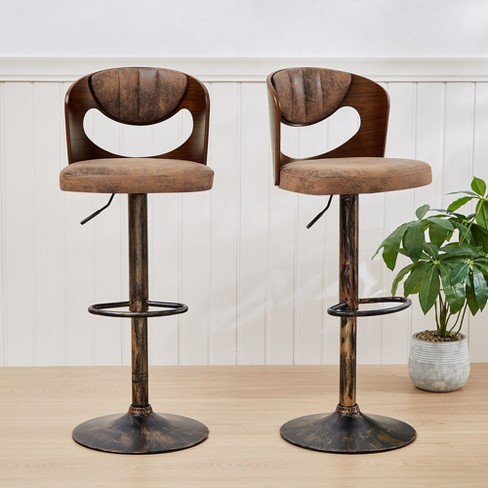 VECELO Swivel Bar Stools Height Adjustable Wooden Barstools, Set of 2 Seats - image 1 of 4