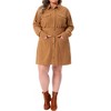 Agnes Orinda Women's Plus Size 2 Piece Corduroy Long Sleeve Peplum Shirts and Elastic Waist Button Down Mini Skirt Set with Pockets - 2 of 4