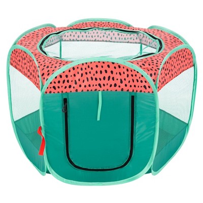 Small Red and Green Plastic Mesh Pet Playpen