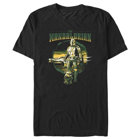 Men's Star Wars: The Mandalorian Green Retro Poster T-shirt - Black ...
