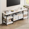 Homhougo 71" Modern-Industrial TV Stand with 2 Fabric Drawers, Entertainment Center for TVs Up to 75" White - 2 of 4
