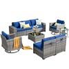 XIZZI 9PCS Patio Furniture Set with Sectional Sofa, All Weather PE Wicker Conversation Couch Set with Swivel Rocking Chairs and Side Table - 2 of 4