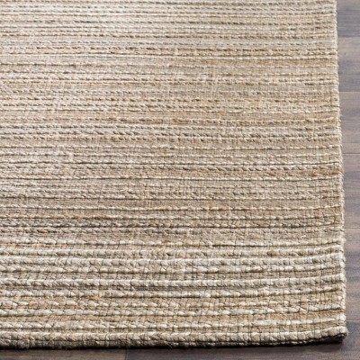 Natural Handwoven Cotton Stripe Square Area Rug