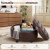 Round Fabric Storage Ottoman with Reversible Tray Lid – 3-in-1 Footrest, Hidden Storage, Small Coffee Table – 25”x25” - 4 of 4