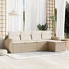 vidaXL 5 Piece Patio Sofa Set with Cushions Beige Poly Rattan - Beige and Cream With Table - 2 of 4