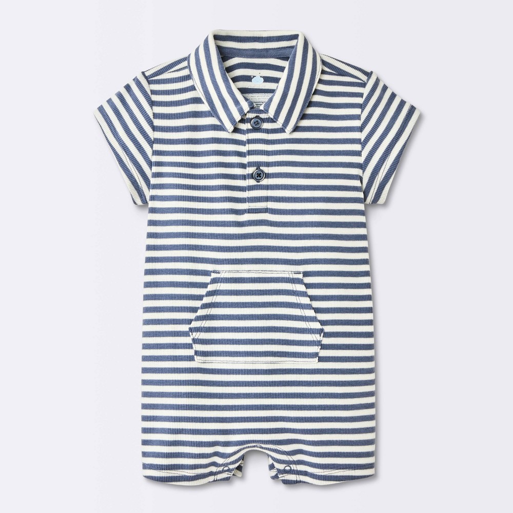 Baby Boys' Striped Knit Polo Romper - Cloud Island™ Off-White 24M