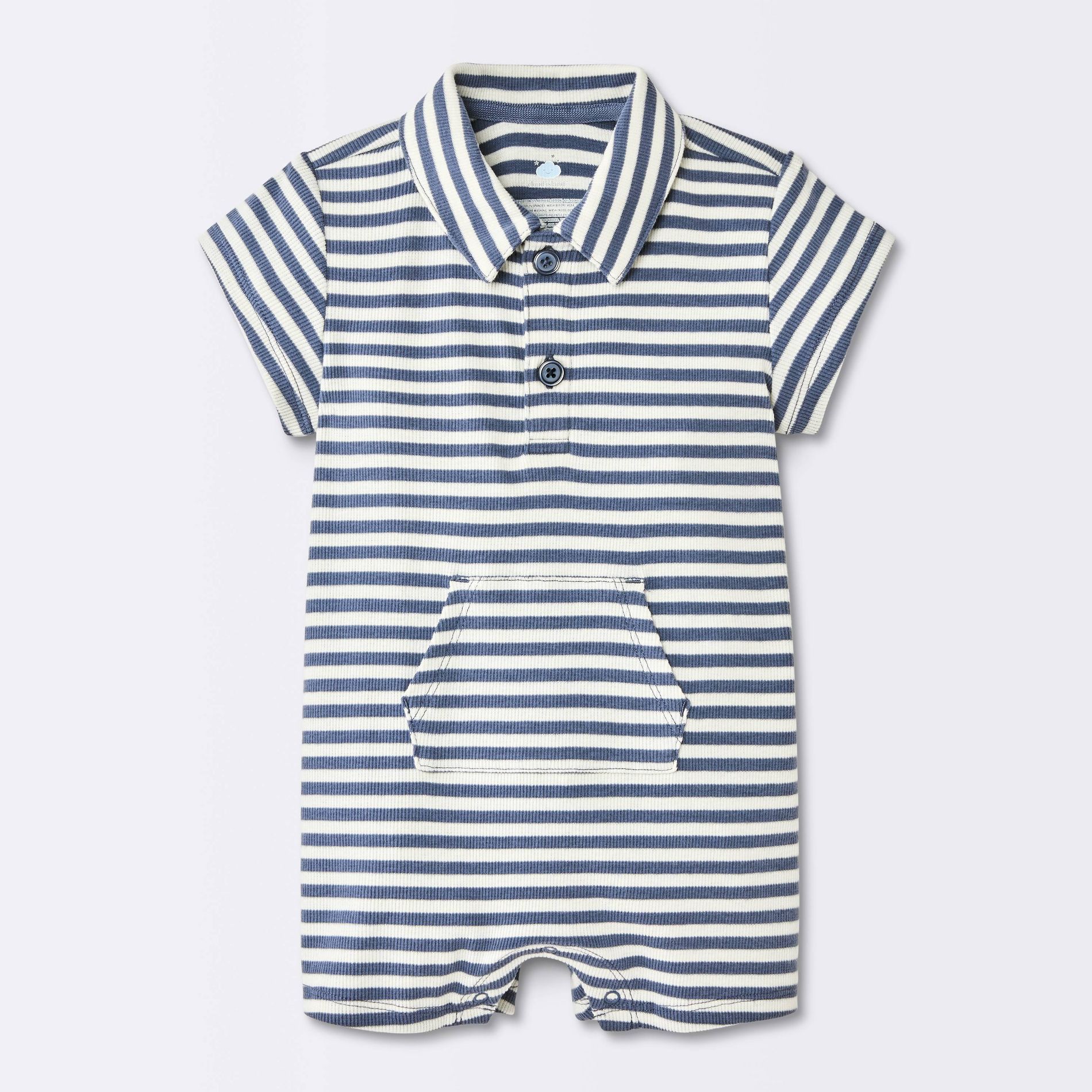 Baby Boys' Striped Knit Polo Romper - Cloud Island™ Off-White