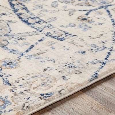 Avellino Blue and Beige Synthetic Fur 5'3" x 7'3" Area Rug
