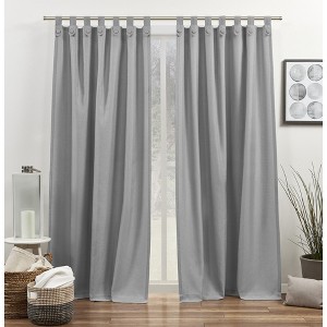 Exclusive Home Loha Linen Tuxedo Tab Top Curtain Panel Pair - 1 of 4