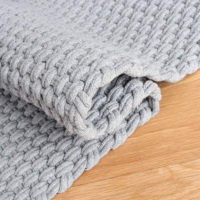 Gray Handmade Cotton Basket Weave 6' x 9' Area Rug