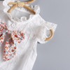MyKids-USA Baby Girl Embroidery Pattern Round Neck Mullet Design Sleeveless Cardigan Onesies With Bow Decorations - 3 of 4