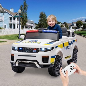 COZONY 12V Kids Ride-On Police Car, Battery-Powered Electric Vehicle with Remote, Flashing Lights & Music - 1 of 4
