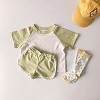 MyKids-USA Baby Boys And Girls Color Patchwork Design Round Neck Short-Sleeved Top Combo Shorts Summer Cotton Sets - 4 of 4