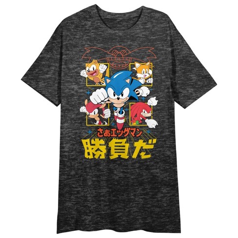Sonic the Hedgehog Characters Women's Black Heather Short Sleeve Sleep  Shirt-Medium