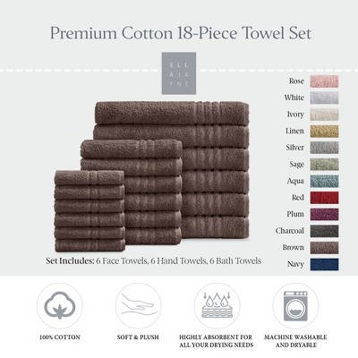 Ella Jayne Luxury 18 Piece Bath Towels Set – Ultra Plush & Absorbent 100% Premium Cotton Towels – Soft, Quick-Dry Bath Towels for Hands, Face & Body