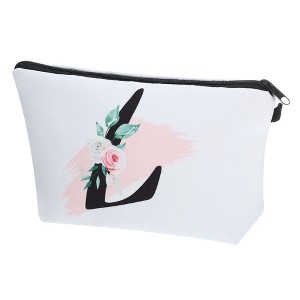 Unique Bargains Large Capacity Zipper Personalized Small Makeup Bag White - 1 of 4