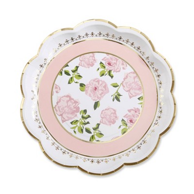 24ct Tea Time Premium Paper Plates Pink