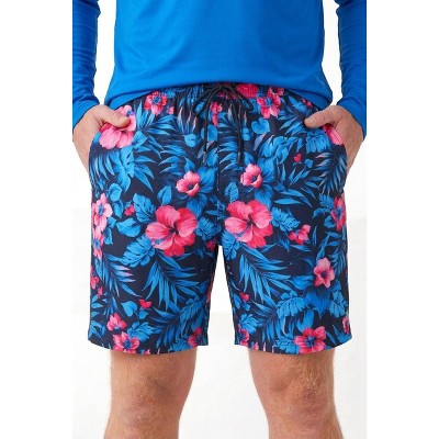 Мужские брюки KingSize 8" Swim Trunks With Super Stretch Liner - L, Blue Exotic Floral — фото 6