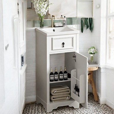 Alilang 18.00 Inch Bathroom Vanity with Sink, Storage Cabinet, and Drawer in Classic Design-White