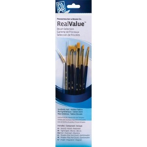 Princeton RealValue Brush Set, Gold Taklon Bristles, Short Handle Mixed Media Paintbrush, Dark Blue, 6 Pieces - 1 of 1