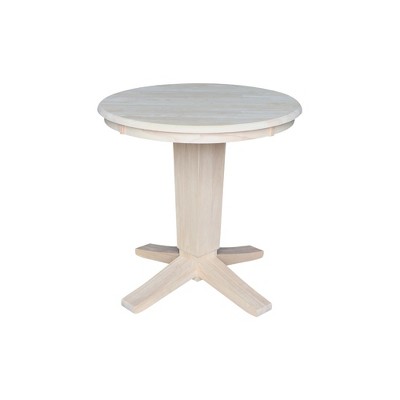 International Concepts 30" Solid Wood Round Top Pedestal Dining Table - 29.9" High, Unfinished