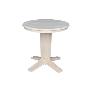 International Concepts 30" Solid Wood Round Top Pedestal Dining Table - 29.9" High, Unfinished - 1 of 1