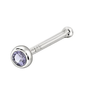 Jewelry Avalanche 22G 14K Gold Bezel-set Tanzanite Ball-end Nose Stud - 1 of 3