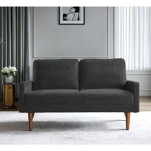 CAVINAS Modern & Vintage Loveseat Sofa, Velvet Upholstered 2 Seater Sofa Couch with Sleek Design, for Home, Apartment or Office - 1 of 4