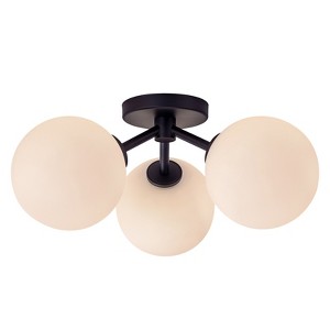 LLHZSY Modern 3-Light 18 3/25" W Semi Flush Mount Ceiling Lights With Opal Glass Shade-Gold/Black/Gold&Clear Glass - 1 of 4
