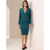 INSPIRE CHIC Women's Business Suit Tweed Trim Blazer and Skirt Suit Set 2 Pieces - 3 of 4