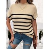 Women's Color Block Short Sleeve Sweater - Stylish Casual Knit Pullover Top with Contrast Trim - 2 of 4