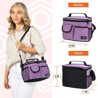 Medium Heather Purple Insulated Thermal Tote Bag with Adjustable Strap