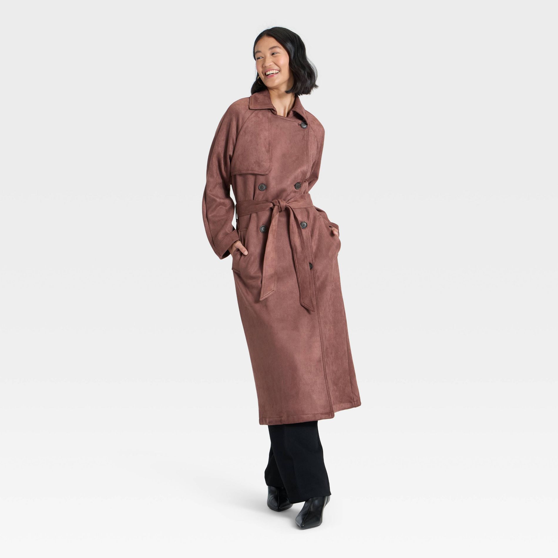 Women's Faux Suede Trench - A New Day™