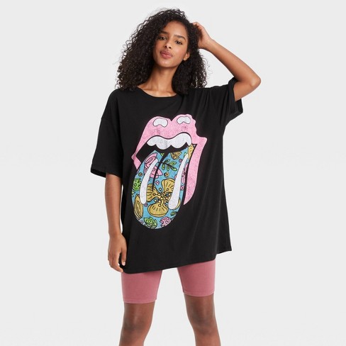 Women S Rolling Stones Short Sleeve Graphic T Shirt Dress Black Target