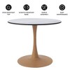 LeisureMod Bristol 27" Round Dining Table – MDF Top with Natural Wood Steel Pedestal Base, Modern Kitchen & Dining Room Accent Table for Small Spaces - 4 of 4