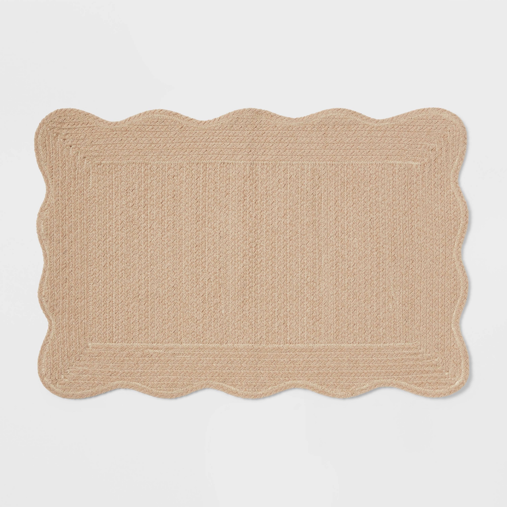 20"x30" Scallop Cotton Braid Bath Rug Khaki - Threshold™