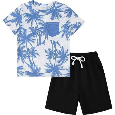 Toddler Boys Set Print Short Sleeve T-Shirt and Shorts Outfit Summer Set Clothing Sets 3-12T