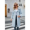 Imily Bela Womens Windproof Double Breasted Classic Lapel Slim Long Trench Coat with Belt - 3 of 4