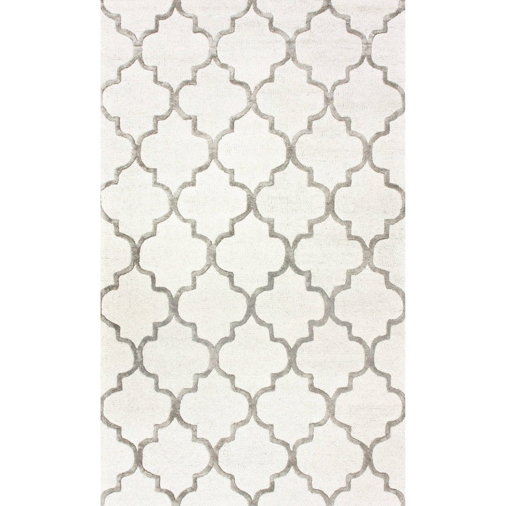8'3inx11' Hand Tufted Park Avenue Trellis Area Rug White - nuLOOM