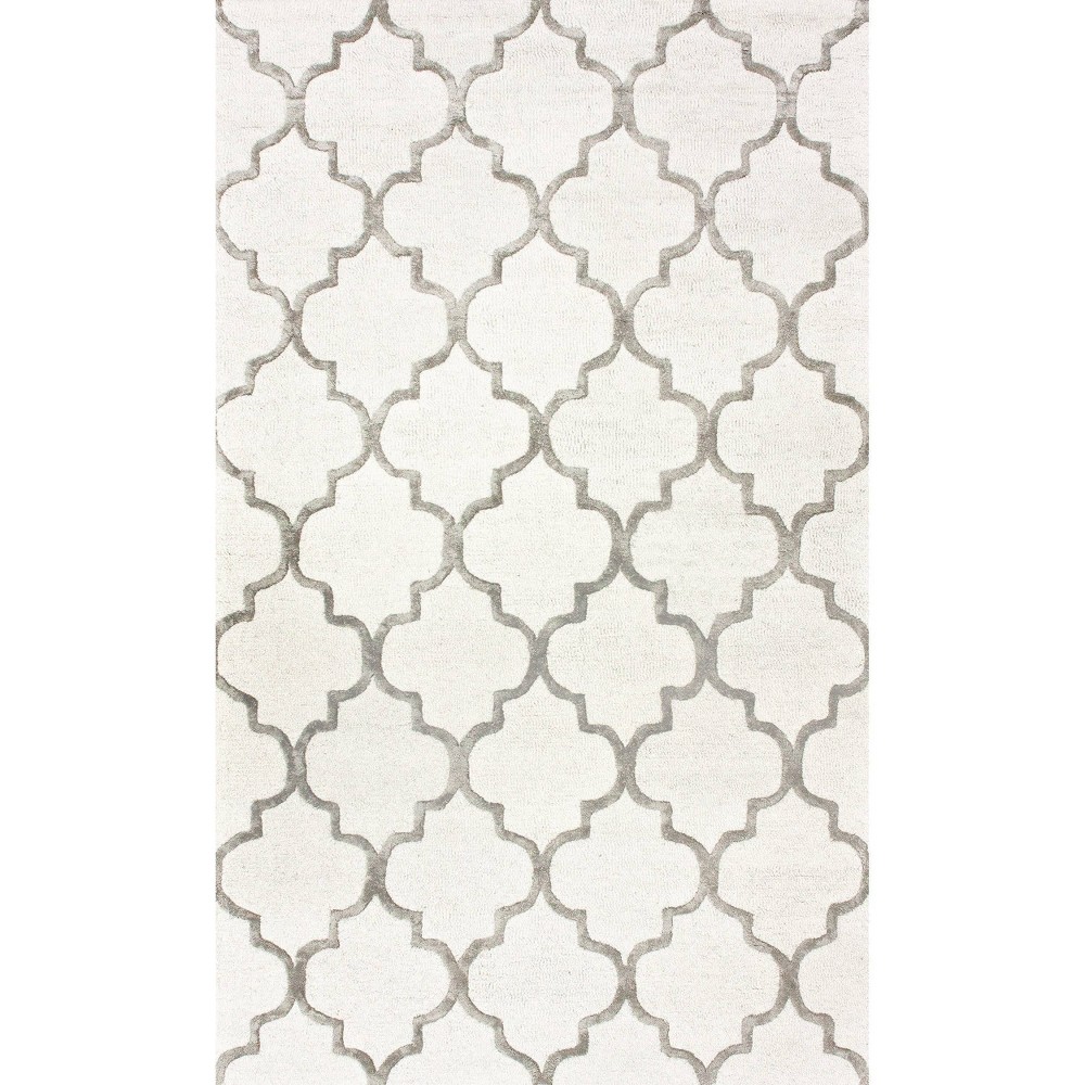 8'3inx11' Hand Tufted Park Avenue Trellis Area Rug White - nuLOOM